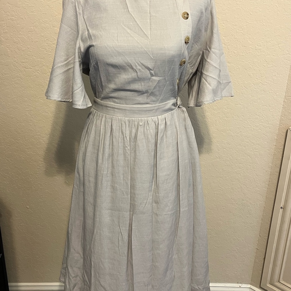 Doe & Rae Gray Asymmetrical A-Line Dress